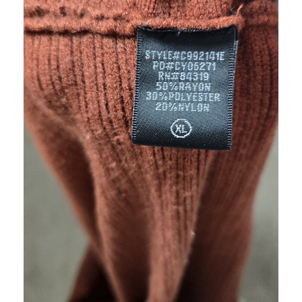 Cyrus Womens Sweater XL Rust Brown Cowl Neck Ribbed High Low Tunic Oversized - Picture 6 of 7